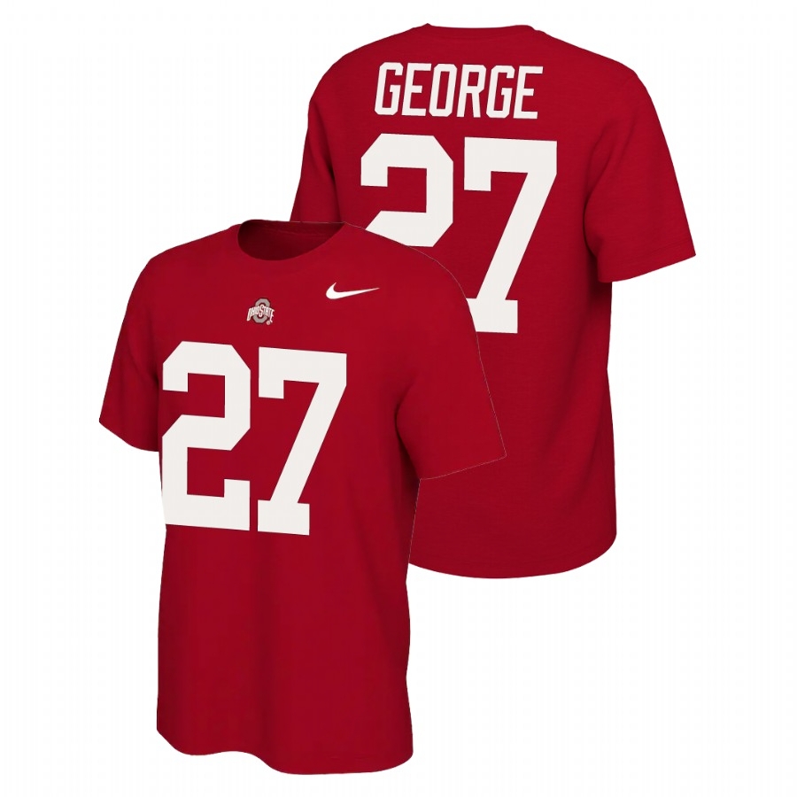 Ohio State Buckeyes Men's NCAA Eddie George #27 Scarlet Name & Number Retro Nike College Football T-Shirt EMI3449XK